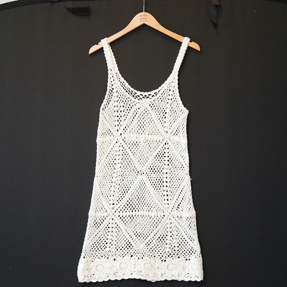 Boho Crochet Swim Coverup - White - Picture 2 of 6